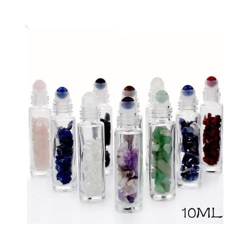 10ml Glass Crystal Stone Essential Oils Massage Roller Bottles Empty Refillable Roll On Perfume / Aromatherapy Stone