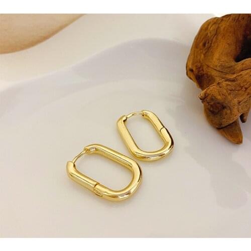 Huge Bud New Punk U Shape Geometric Earrings Chic Gold Color Metal Chunky Hoop Earrings For Women Girls Party Jewelry Minimalist