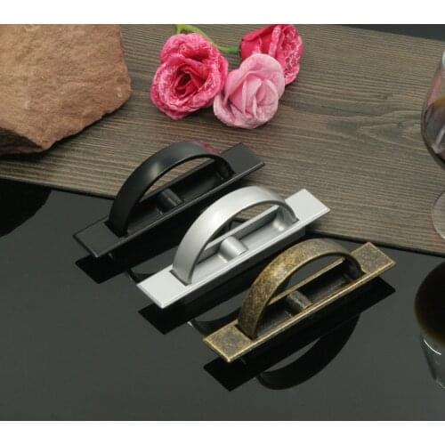 Zinc Alloy Concealed Cabinet Closet 85mm Door Handles For Hardware Furniture Drawer Creative Pull Knobs Black Silver Bronze