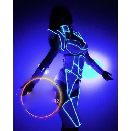 Led light up costume luminous stage dance wear party girl nightclub dancer future technology costume