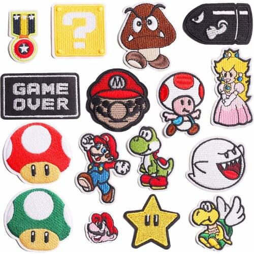 Super Mario Bros Cloth Stickers Cute Patch Stickers Decorative Embroidery Childrens Decoration Patch Hole Cloth Sticker