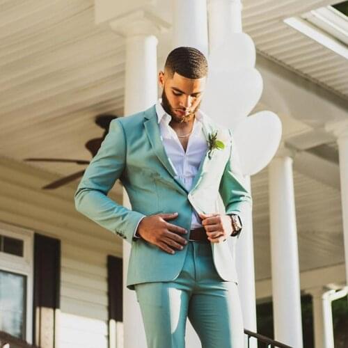 TPSAADE Mint Green Groom Men Suit Tuxedos Notch Lapel Groomsman Wedding 2 Pieces Suit Fashion Men Blazer (Jacket+Pants+Tie)