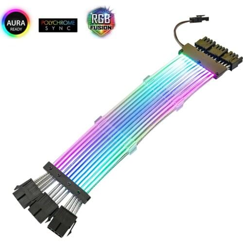 GPU Extension Cable 3X8Pin 5V ARGB Extension Cord RGB Cable SYNC AURA Connector for PC Case