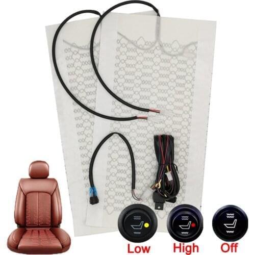 Universal 12V Carbon Fiber Car Seat Heater Kit Round Switch Cushion Set Car Seat Heat Pads Winter Warmer Seat Covers Set