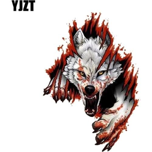 YJZT 10.6CM*15.2CM Funny Angry Wolves PVC Motorcycle Car Sticker 11-00462
