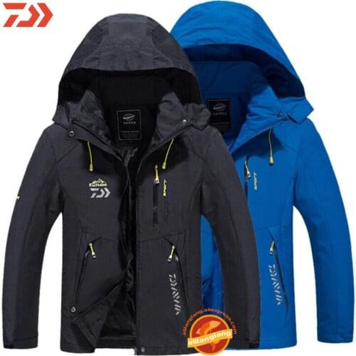 Winter Daiwa Fishing Clothes Fishing Jackets Outdoor Camping Clothing Men Autumn Waterproof Keep Warm Patchwork Hooded Jackets