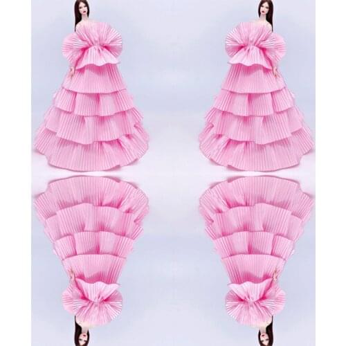 1:6 Fashion Pink Floral Princess Cupcake Dress for For Barbie Doll Clothes Off Shoulder Wedding Gown 1/6 BJD Accessories Kid Toy