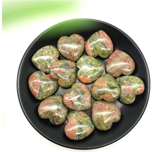 1PC Natural Unakite Heart Love Shaped Quartz Crystal Gemstone Reiki Stone DIY Craft Natural Stones and Minerals