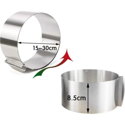 1Pcs Retractable Stainless Steel Circle Mousse Ring Baking Tool Set Cake Mould Mold Size Adjustable Bakeware 15-30cm 6-12inch
