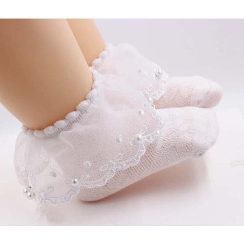 10pair/lot All Season Mesh Thin Pearl Lace Ruffle Frilly Ankle Short Socks Newborn Children Princess Baby Girl Breathable Socks