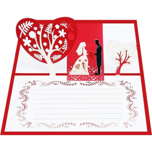 10pcs Wholesale 3D Handmade Heart Tree Romantic Lover Paper Invitation Greeting Cards Anniversary Engagement Wedding Party Gift