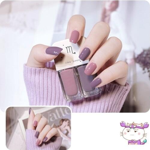 Two Bottles 6ML Set Nails Gel Polish Waterborne Shiny Quick Drying No Bake Nail Polish Combination DIY 2 In 1 Nail Art Gel