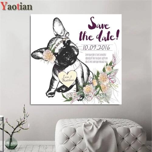 5D DIY Diamond Mosaic French bulldog Diamond Embroidery Animal Diamond Painting Rhinestone Pictures Needlework Decor
