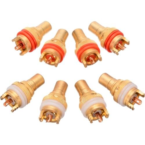 8pcs/set RCA Female Socket Chassis Adapter AV Audio Video Terminal Phono Connecter Red+White RCA Jack Terminal For CMC Connecter