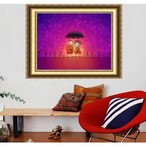 Diy Diamond Embroidery Under The Umbrella Of Lovers Diamond Cross Stitch Crystal Square Diamond Set Unfinish Decoration Wedding