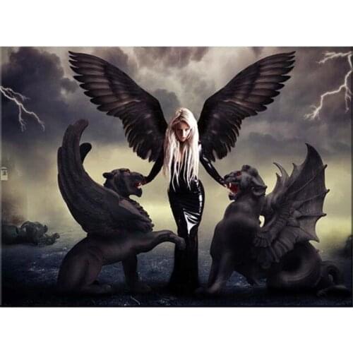 5D DIY Angel Demon Dragons Diamond Painting Beautiful Girl Full Square Diamond Embroidery Mosaic Picture Cross Stitch Home Decor