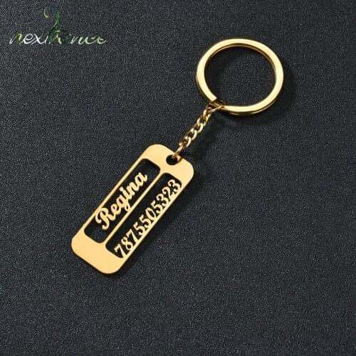 Nextvance Classic Stainless Steel Customized Keychain Name Date Fashion Personalized Nameplate Baby Boy Girl Jewelry Gift