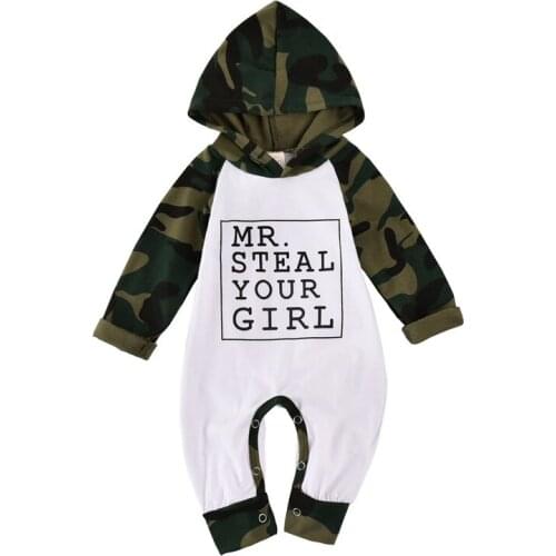 0-18M Newborn Kid baby Boy Clothes Autumn Winter Hooded Romper For Boy Long Sleeve Letter Jumpsuit Cute Sweet New born Outfit