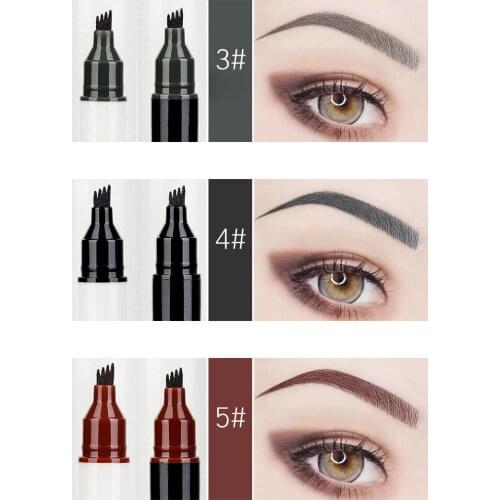 2-In-1 High Quality Eyebrow Pencil 4 Fork Tip Liquid Eyeliner Waterproof Not Easy To Smudge Long Last Even Color Makeup TSLM1