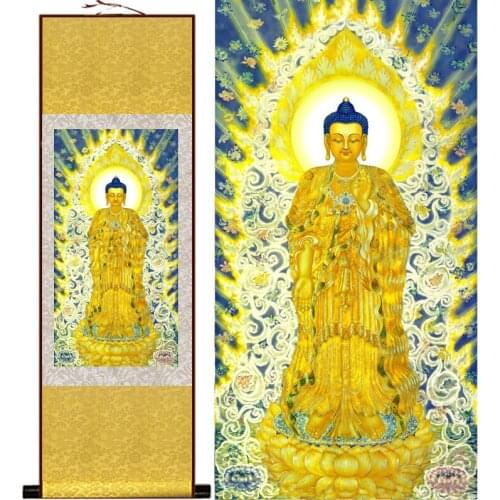 Sakyamuni painting Traditional art Portrait painting Home Office Decoration traditional Sakyamuni silk painting