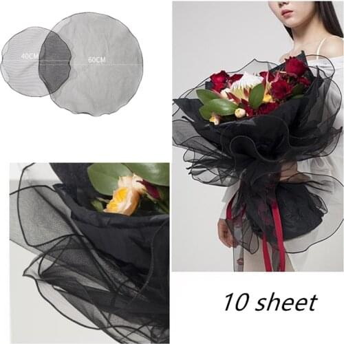 10pcs Korean DIY Flower Wrapping Mesh Gift Packaging Material Bouquet Florist Supplies Round lotus gauze Wedding Decoration