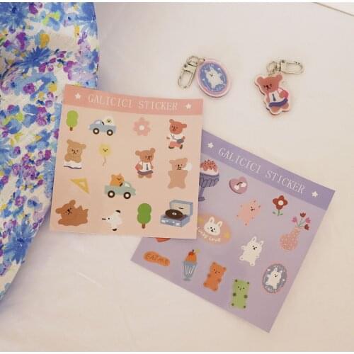 Korean Cartoon Cute Bear Rabbit Decorative Sticker Mobile Phone Hand Account Kawaii Small Seal Stickers Scrapbooking Stationery