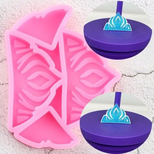 Disney Frozen Crown Straw Topper Silicone Mold Chocolate Candy Fondant Cake Decorating Tools Pendant Keychain Epoxy Resin Mould
