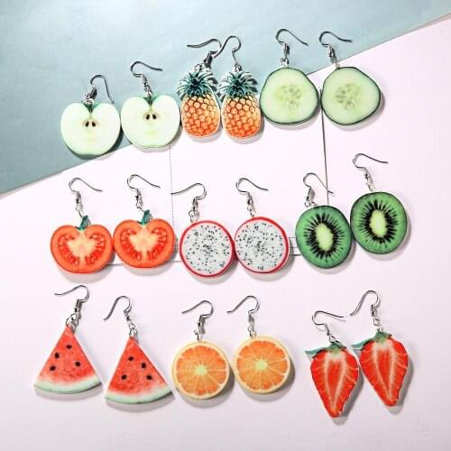 Colorful Acrylic Fruits Earring For Women Girls Party Fashion Punk Charm New Novelty Cartoon Eardrop Gifts