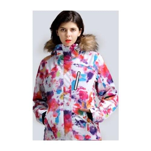 GSOU SNOW Women Ski Jacket Fur Hooded Snowboard Clothing Skiing Coat Windproof Waterproof Outdoor Sport Wear Winter Clothing Set