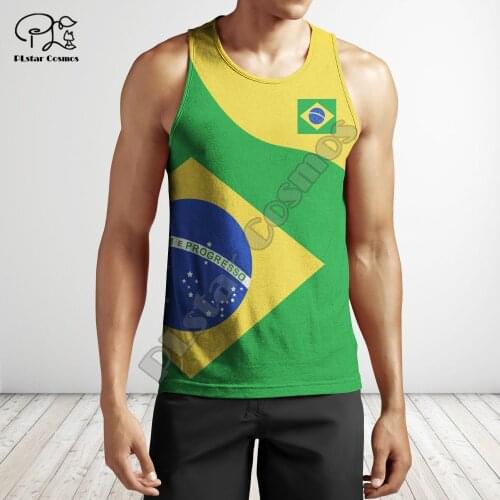PLstar Cosmos National Emblem Brazil Flag Summer Tank Top Fashion Men/Women Casual 3D Printed Colorful Beach Vest Style-19