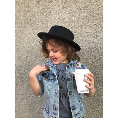 LUCKYLIANJI Vintage Retro Kid Child Elegant Wool Felt Flat Dome Oval Top Bowler Porkpie Pork Pie Bowler Hat (One Size: 54cm)