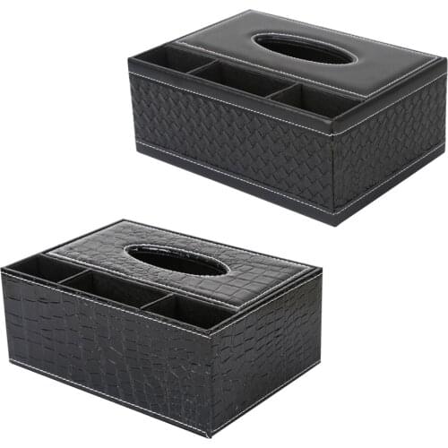 Multifunction PU Leather Pen Pencil Remote Control Tissue Box Holder Desk Storage Box Container