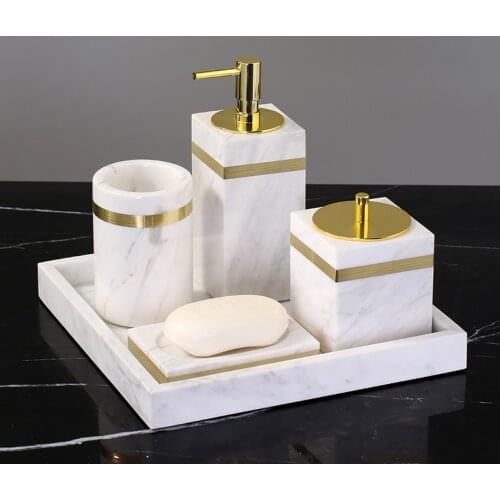 Bathroom Accessories Set Marbles Bath Toiletries Soap Dispenser/Dish Toothbrush Holder/Rack Gargle Cup Tissue Box Wedding Gifts