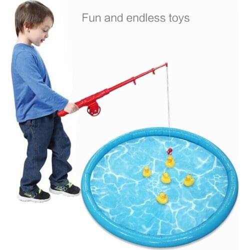 Inflatable Summer Interesting Water Playing Duck Fishing Game Pool Set Hand-eye Coordination Children Toys Outdoor Kids Activity