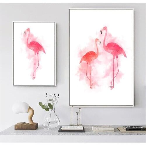 Splash Pink Flamingo Watercolor Wall Art Canvas Painting Poster For Home Decor Posters And Prints Unframed Decorative Pictures