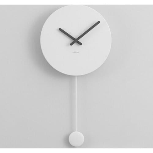 Nordic Wooden Wall Clock Living Room Modern Design Swing Simple Wall Clock Round Creative Reloj Mural Home Decoration WF50WC