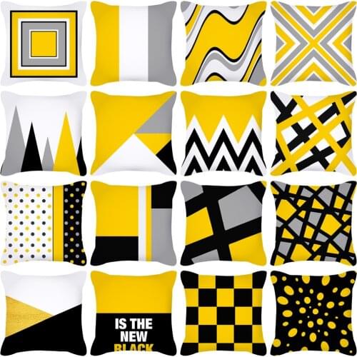 Yellow pattern geometric figure back cushion cover pillowcase pillowcase letter pattern customization sofa car cushion cover