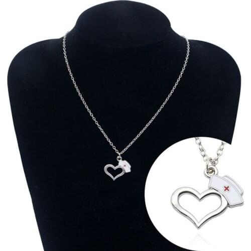 New Fashion Doctor Nurse Medical Nurse Hat Pendant Heart Necklace Medicine Gift Cute Simple Creative Jewelry