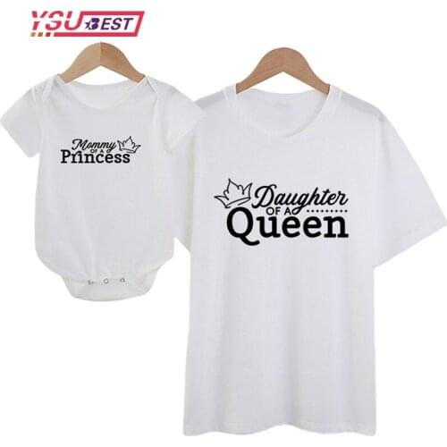 New Crown Princess Family Matching Clothes Mommy and Me Clothes Mother Daughter Matching Clothes Mom and Baby Girl Cotton Tshirt