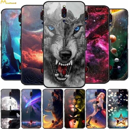 Nubia Red Magic 5G Mobile Phone Case Tempered Glass+Silicone Back Cover For Funda ZTE Redmagic 5G Etui Wolf Cat Fashion Grils