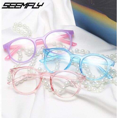 Seemfly Fashion Kids Anti Blue Light Glasses Children Clear Lenses Eyeglasses Girls Boys Computer Goggle Plain Mirror Eyewear