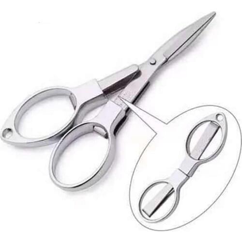 Portable Fishing Tackle Accessories Folding Fishing Scissors 8 Word Scissors Easy Pull Buckle Stainless Steel Combination