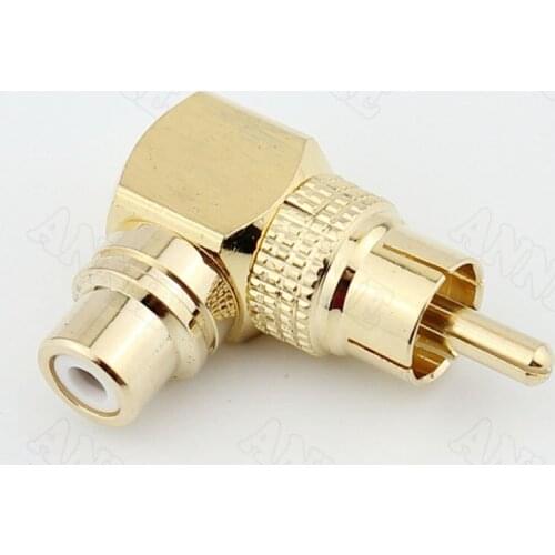 5pcs/lot RCA Male To Right-Angle Female Converter For Gold Snake L AV Connector Lotus 90 Degrees Elbow