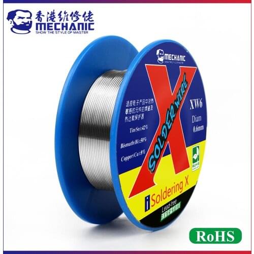 MECHANIC High-Purity 50g 0.5/0.6mm Rosin Core Lead-Free 138 Real Low Melting Point Solder Wire Welding Flux Sn 42%/Bi 50%/Cu 8