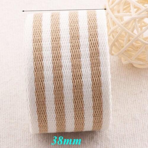 38mm Striped Webbing Bag Purse Straps Olive White Striped Ribbon Twill White Edge Totes Belts Tape Bag Handle Webbing 1 1/2"