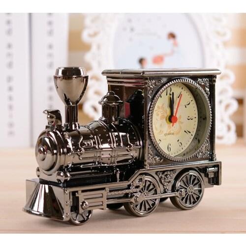 Retro Digital Clock Locomotive Train Alarm Clock Stylish Personality Engine Design Model Student Table Clock Creative Kids Gift