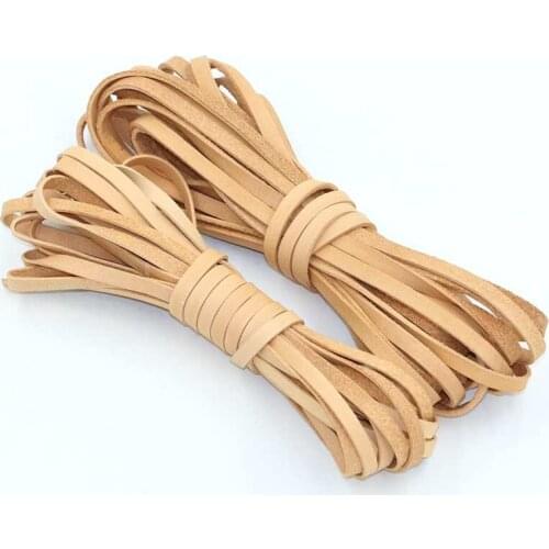5m/piece 5mm width Natural color genuine cow leather cord for Clothing Bags Decorative Accessories
