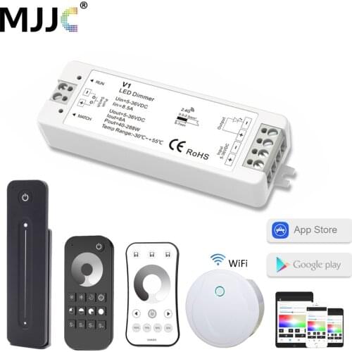 LED Dimmer Switch 12V 24V PWM 2.4G LED Touch RF Wireless Remote 5V 36V Smart Wifi Dimmer Controller for Single Color LED Strip