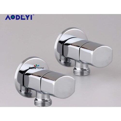 AODEYI 2 PCS 1/2"Male X 1/2" Male Brass Bathroom Angle Stop Valve Chrome Finish 2 Pcs Brass Anlge Valve Bathroom Tools