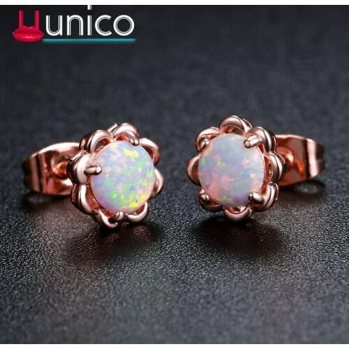 UUNICO 2018 hot Australian Gem Stud Earrings Floral Creative Earrings AAA+ zricon Earring for Women Rose Gold Color for Party